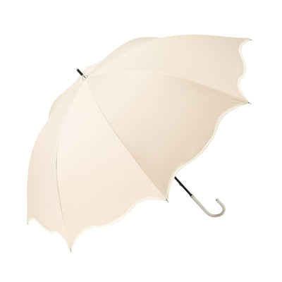 Shading Wave Piping Long Umbrella 58cm Beige (For Both Sunny And Rainy Days)