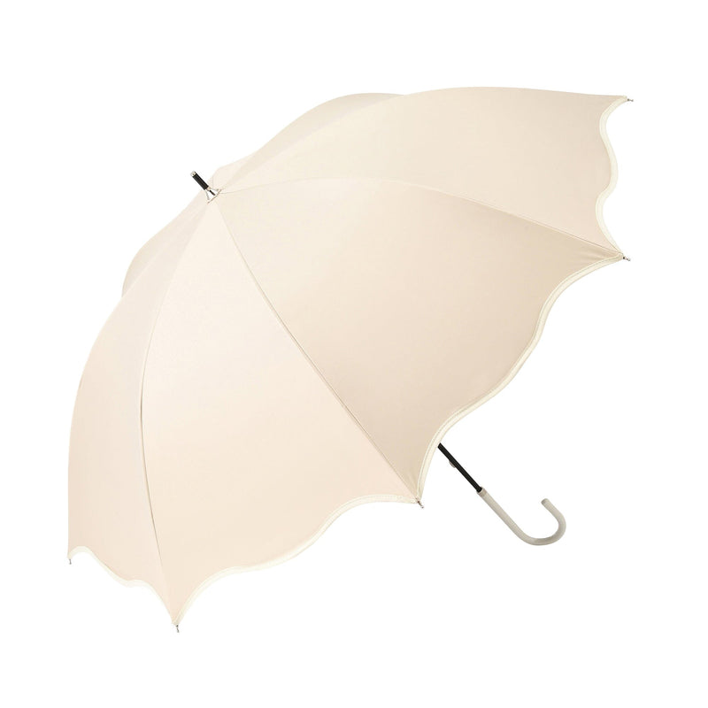 Shading Wave Piping Long Umbrella 58cm Beige (For Both Sunny And Rainy Days)