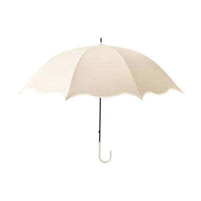 Shading Wave Piping Long Umbrella 58cm Beige (For Both Sunny And Rainy Days)