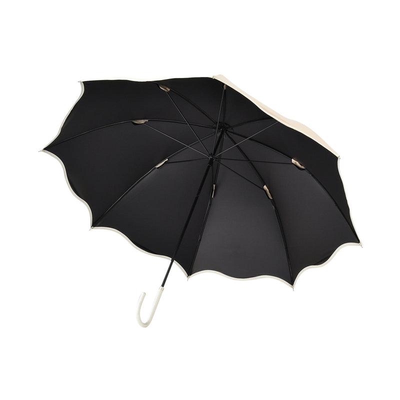 Shading Wave Piping Long Umbrella 58cm Beige (For Both Sunny And Rainy Days)
