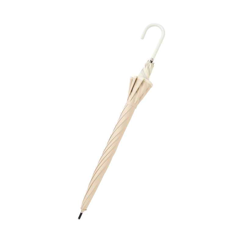 Shading Wave Piping Long Umbrella 58cm Beige (For Both Sunny And Rainy Days)