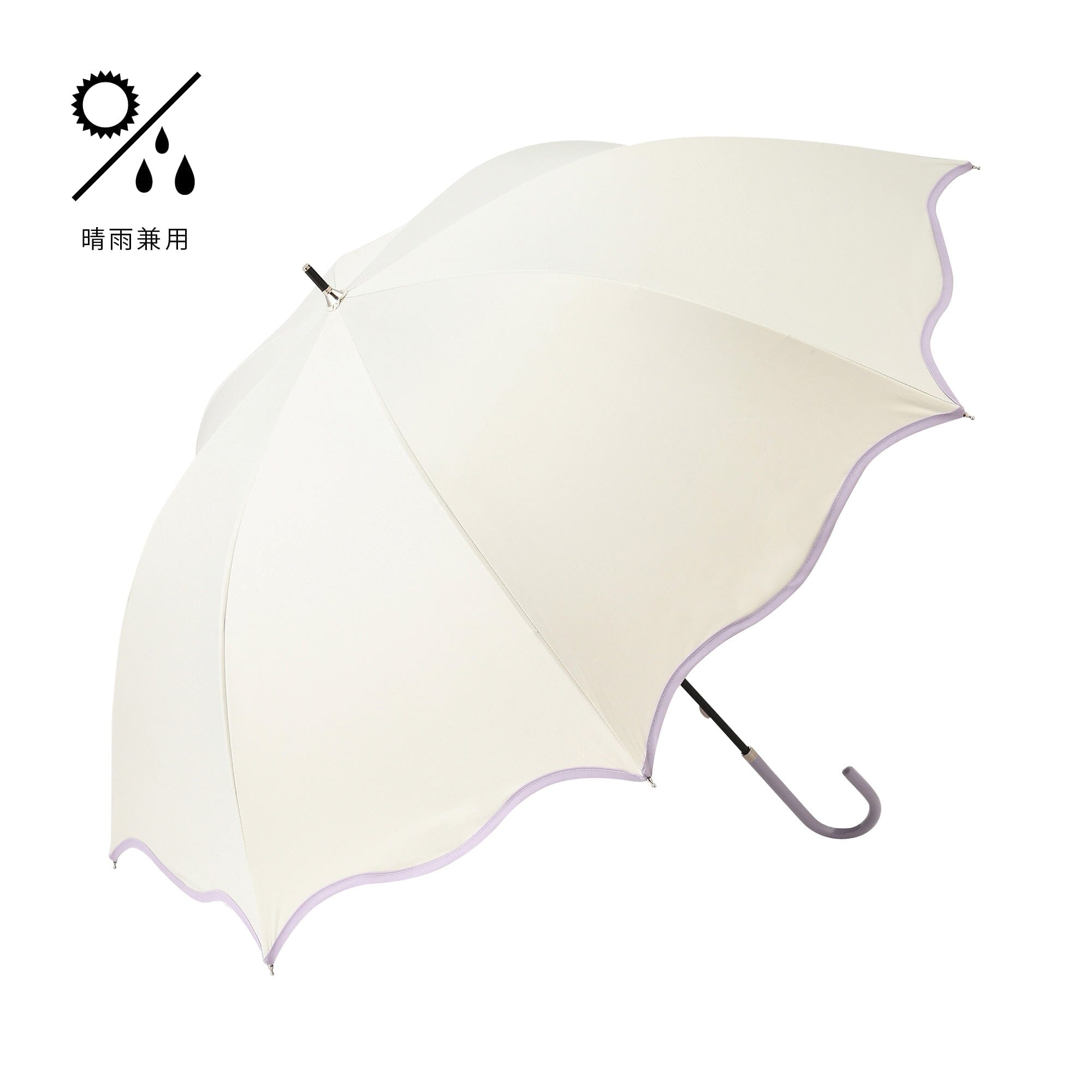 Wave Parasol Long Umbrella 58cm White (For Both Sunny And Rainy Days)