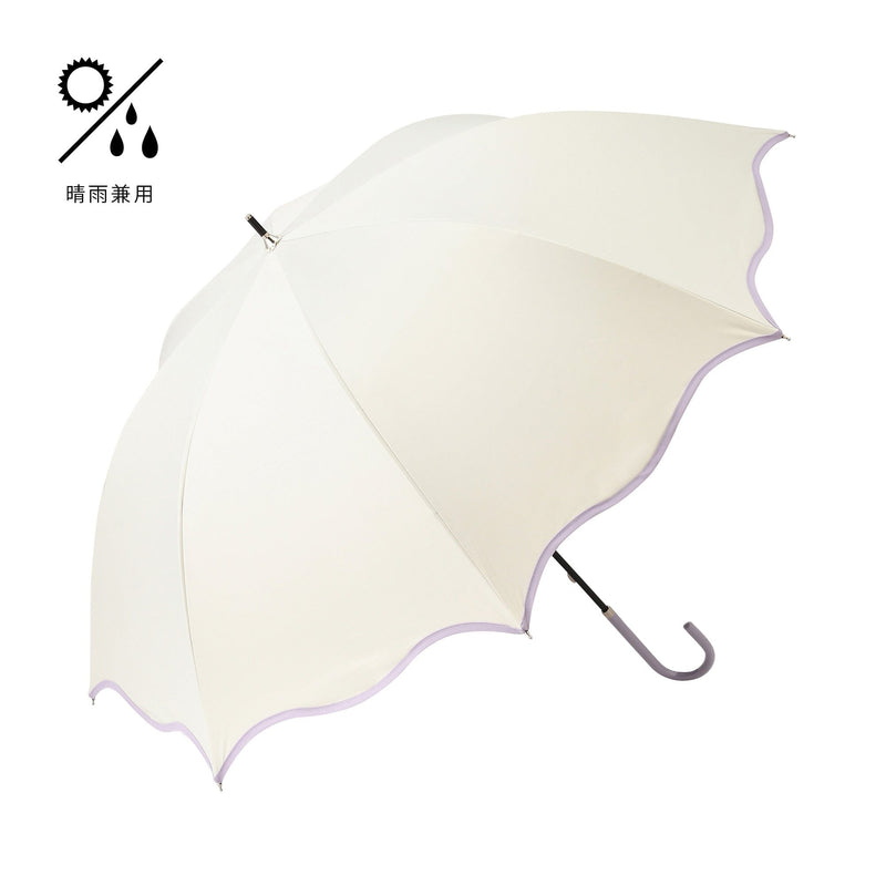 Wave Parasol Long Umbrella 58cm White (For Both Sunny And Rainy Days)