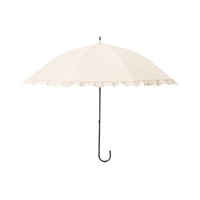 Classic Frill Long Umbrella 50Cm Beige (For Both Sunny And Rainy Days)