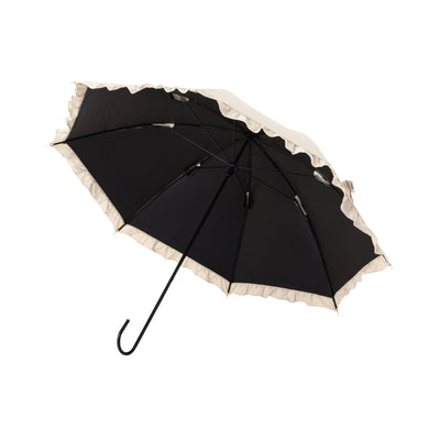 Classic Frill Long Umbrella 50Cm Beige (For Both Sunny And Rainy Days)