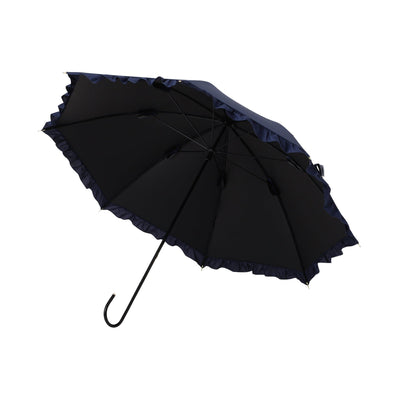 Classic Frill Long Umbrella 50Cm Navy (For Both Sunny And Rainy Days)