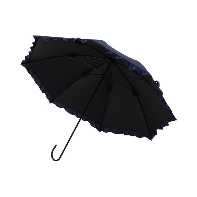 Classic Frill Long Umbrella 50Cm Navy (For Both Sunny And Rainy Days)