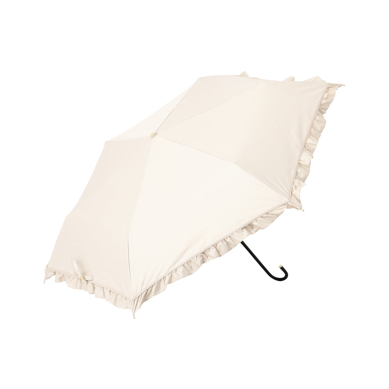 Classic Frill Folding Umbrella 50Cm Beige (For Both Sunny And Rainy Days)