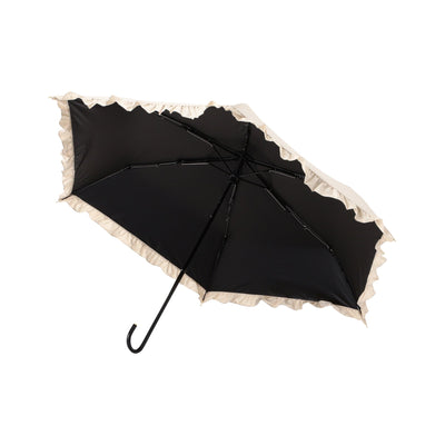 Classic Frill Folding Umbrella 50Cm Beige (For Both Sunny And Rainy Days)