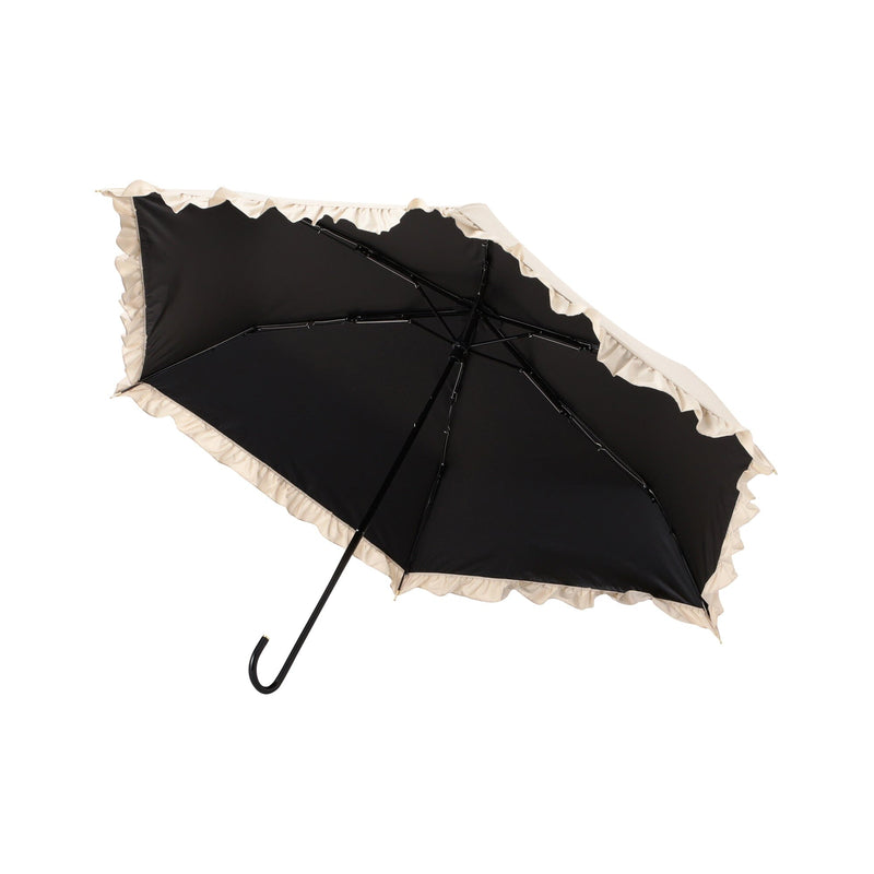 Classic Frill Folding Umbrella 50Cm Beige (For Both Sunny And Rainy Days)