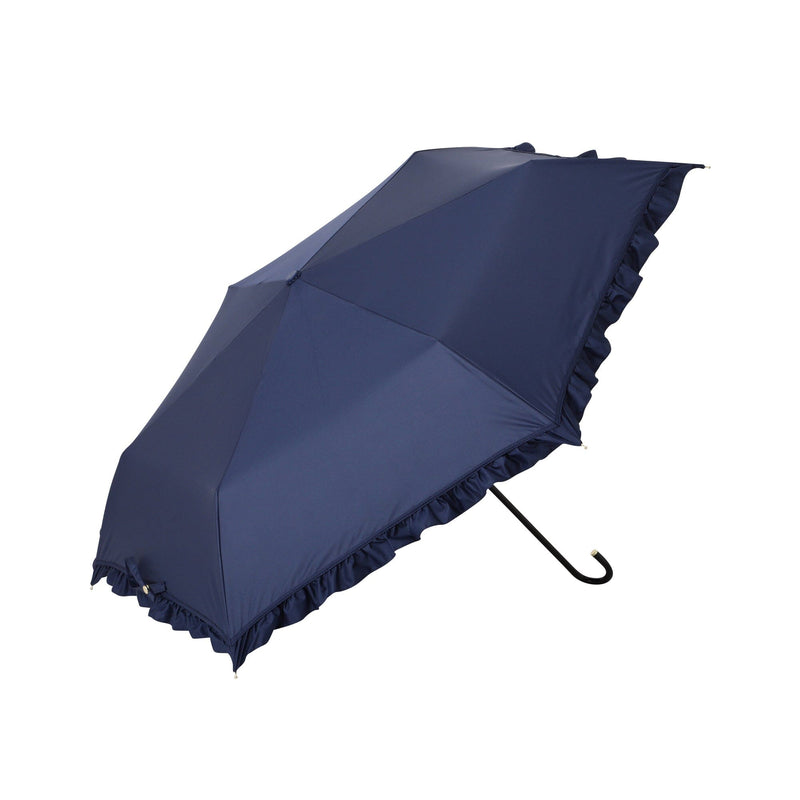 Classic Frill Folding Umbrella 50Cm Navy (For Both Sunny And Rainy Days)