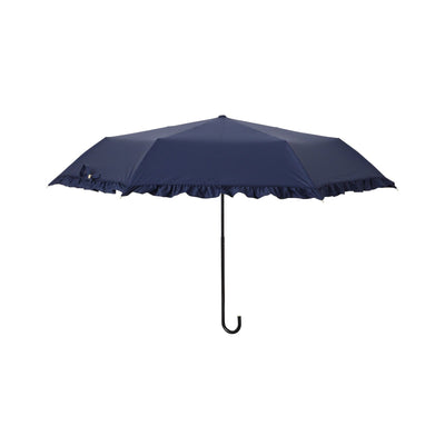 Classic Frill Folding Umbrella 50Cm Navy (For Both Sunny And Rainy Days)