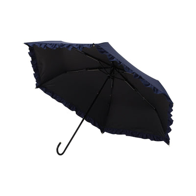 Classic Frill Folding Umbrella 50Cm Navy (For Both Sunny And Rainy Days)