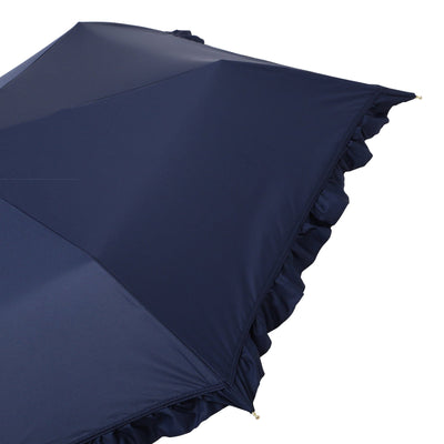 Classic Frill Folding Umbrella 50Cm Navy (For Both Sunny And Rainy Days)