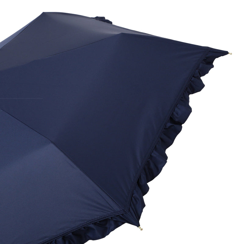 Classic Frill Folding Umbrella 50Cm Navy (For Both Sunny And Rainy Days)