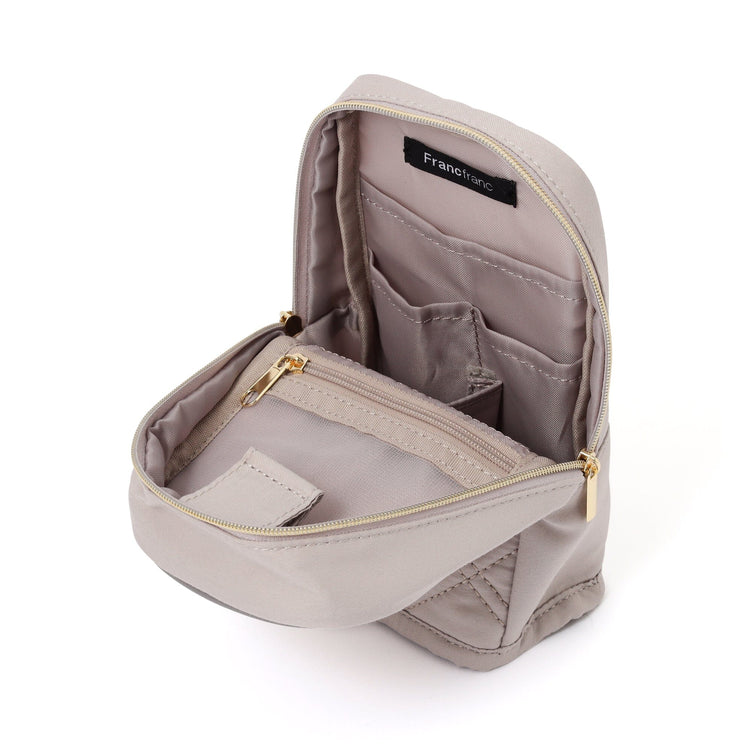 Noble Quilt Pen & Smartphone Stand Pouch Beige