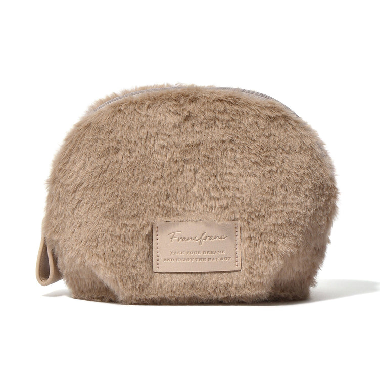 Fur Round Pouch  Beige