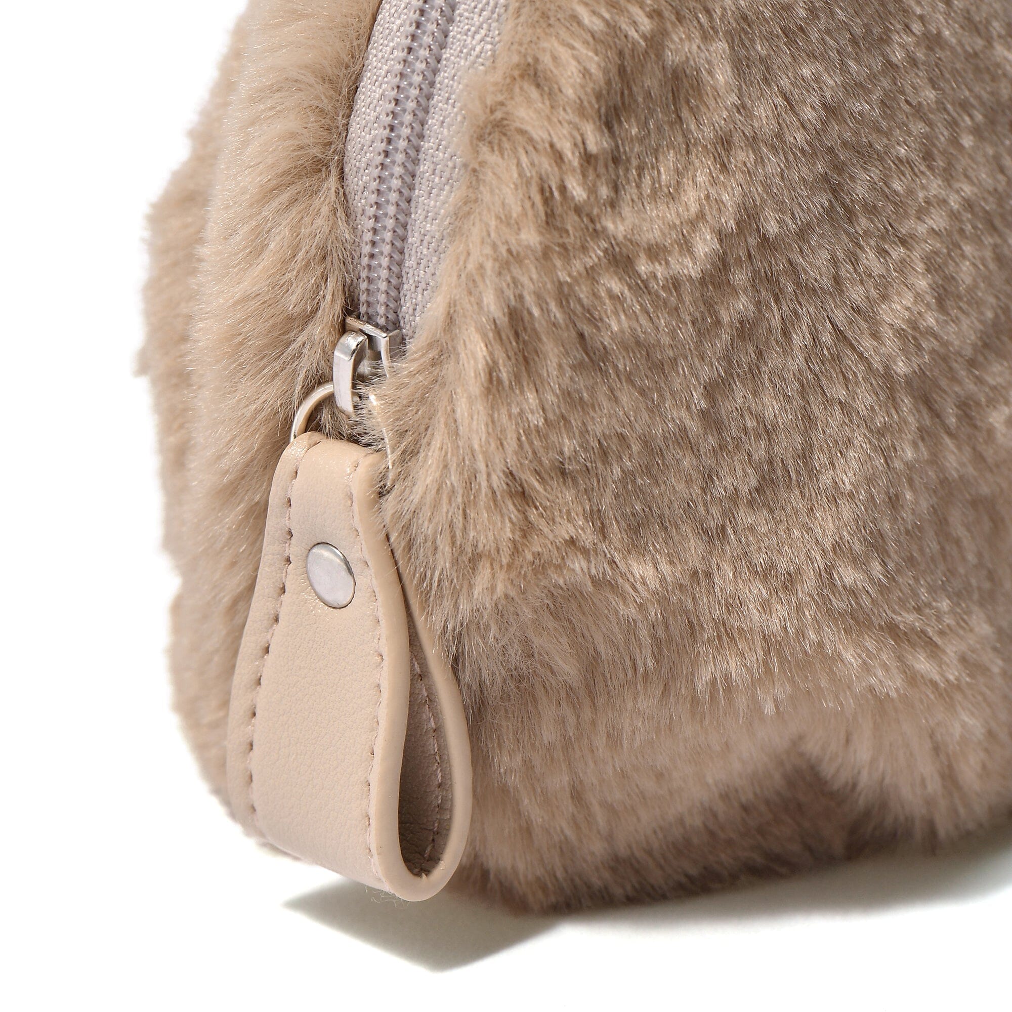 Fur Round Pouch  Beige