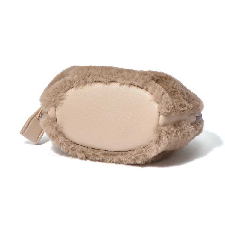 Fur Round Pouch  Beige