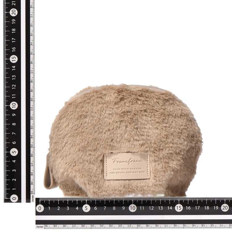 Fur Round Pouch  Beige