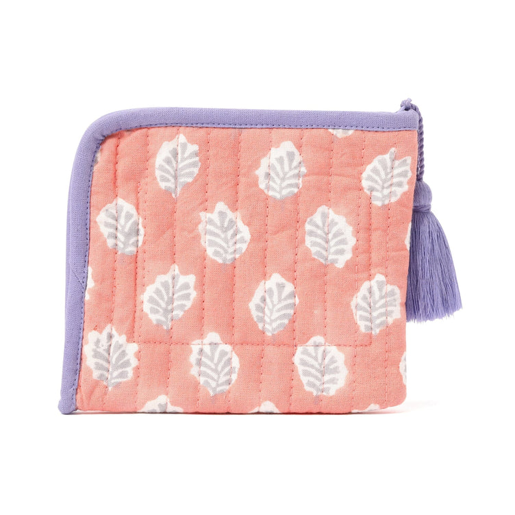 Block Print Mini Pouch Flower Pink