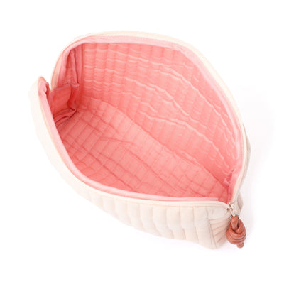 Quilted Pouch Stripe L Pink