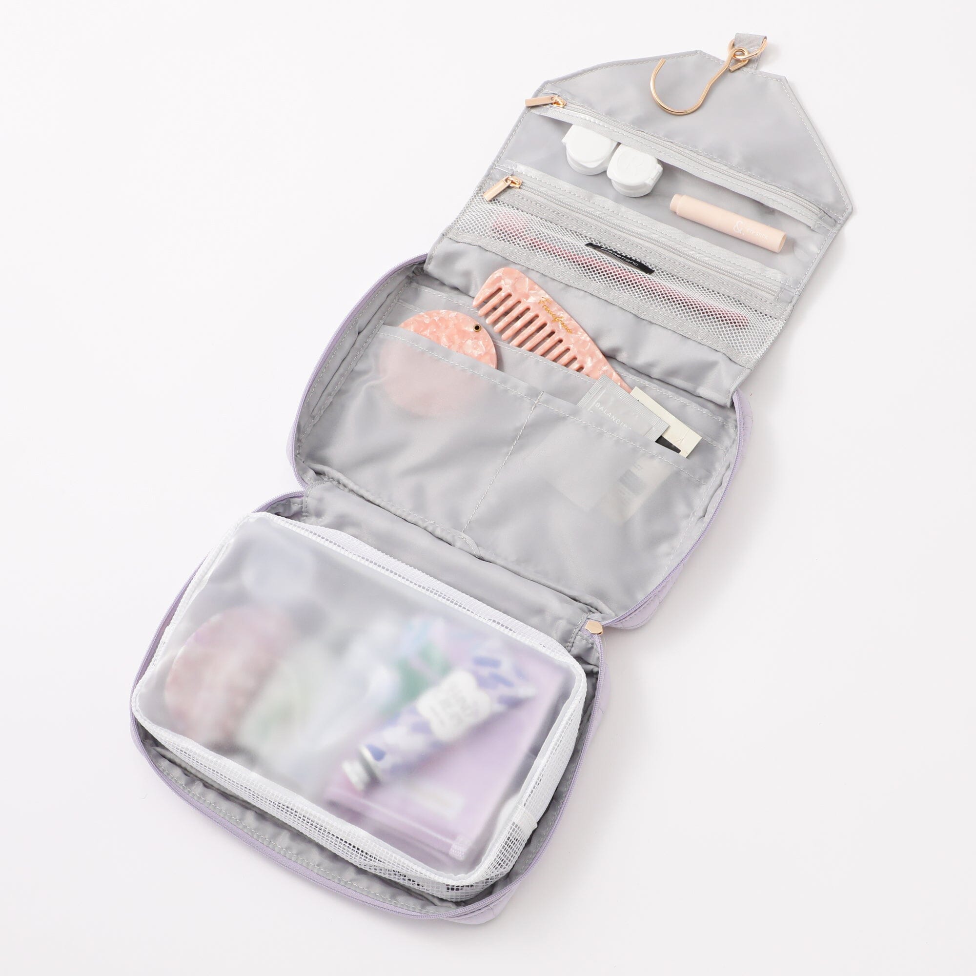 Pop Stitch Quilt Hanging Pouch Large Light Purple