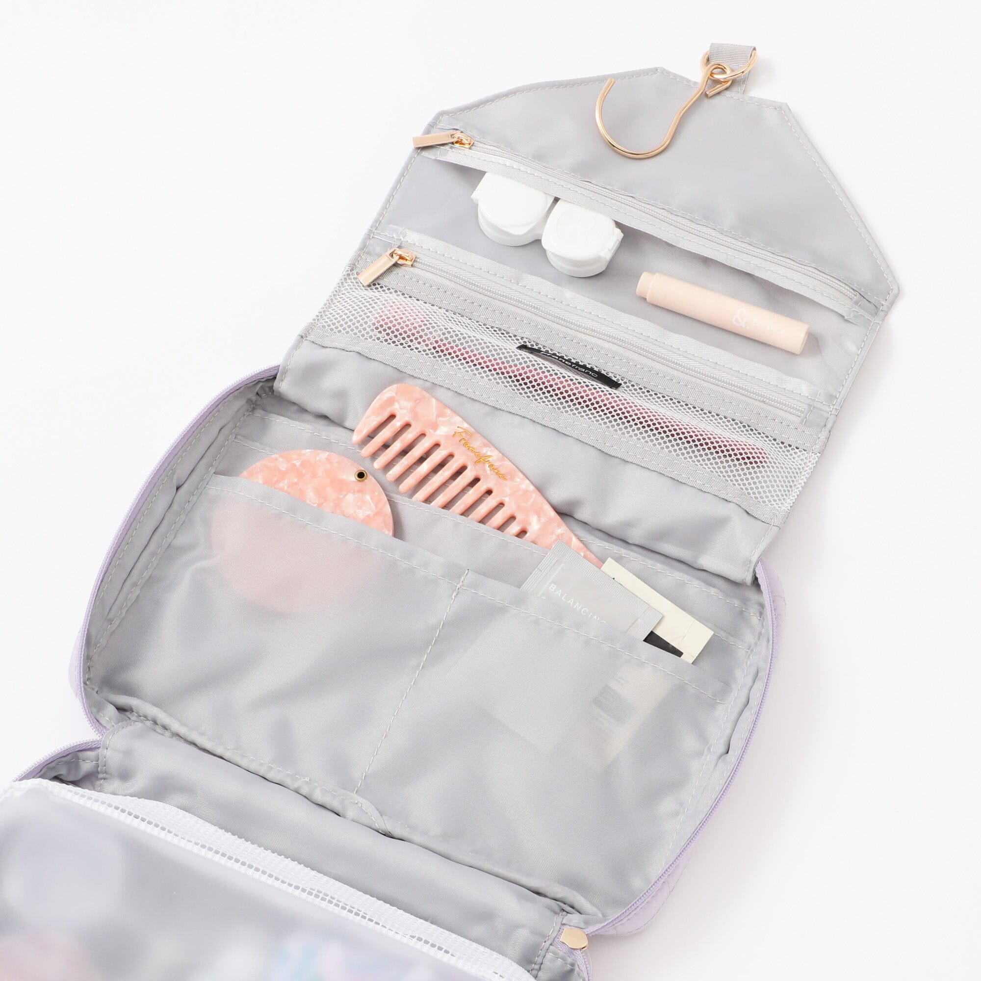 Pop Stitch Quilt Hanging Pouch Large Light Purple