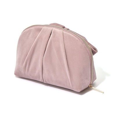Velour Ribbon Pouch Small Pink