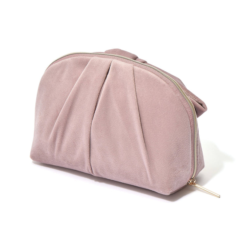 Velour Ribbon Pouch Small Pink