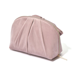 Velour Ribbon Pouch Small Pink