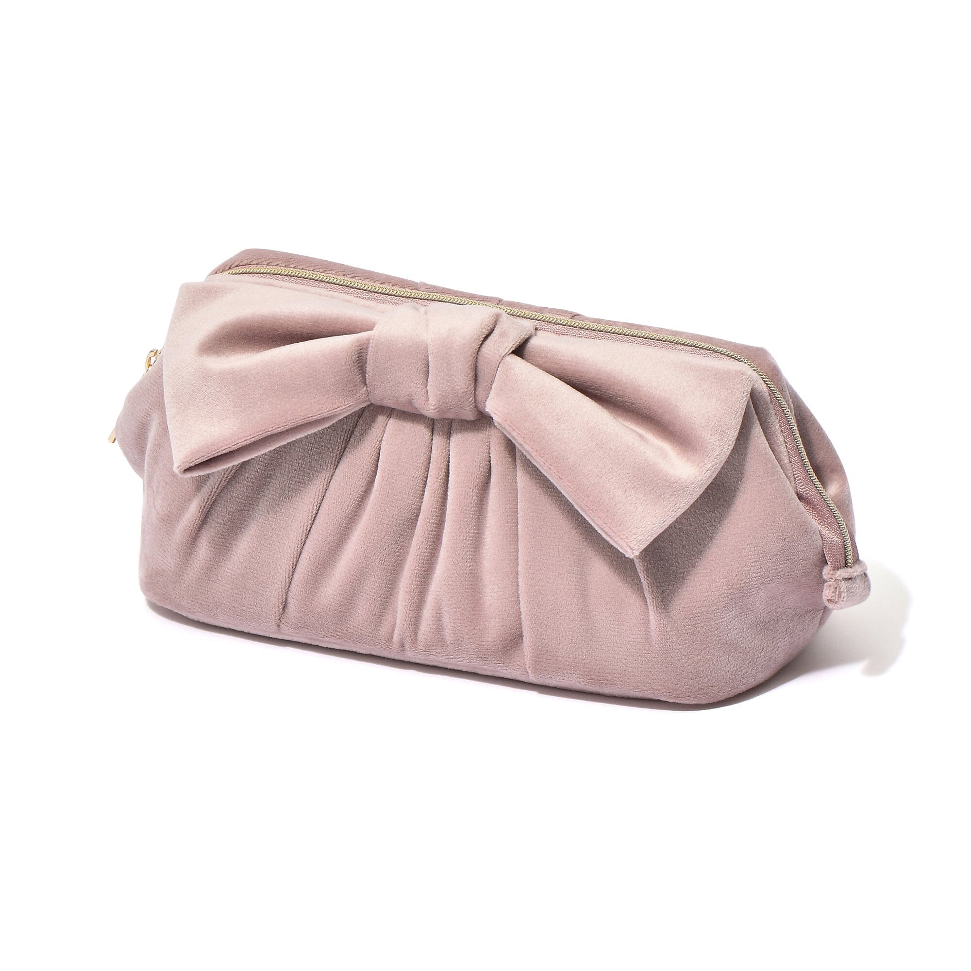 Velour Ribbon Wire Pouch Pink