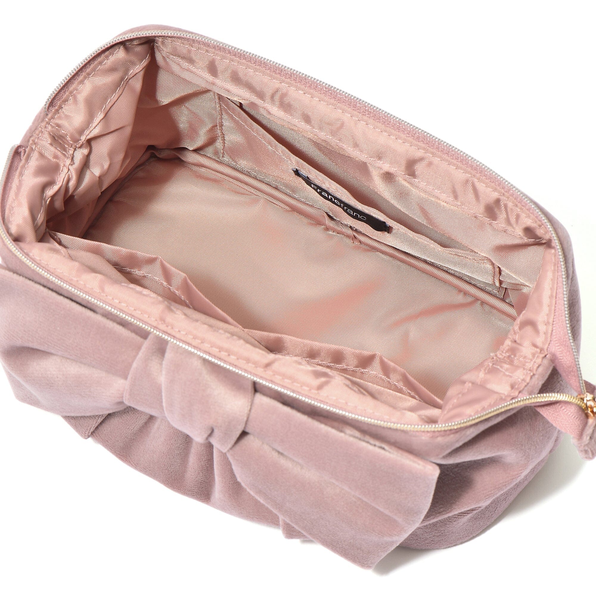 Velour Ribbon Wire Pouch Pink