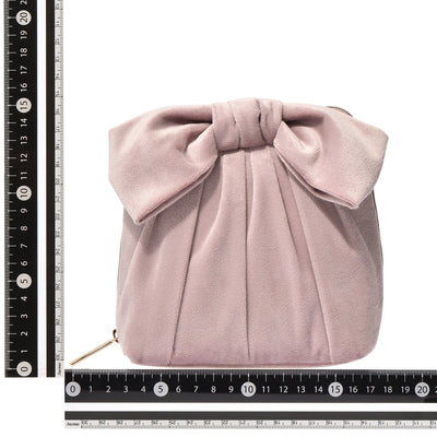 Velour Ribbon Stand Pouch Pink