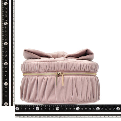 Velour Ribbon Vanity Pouch Small Pink
