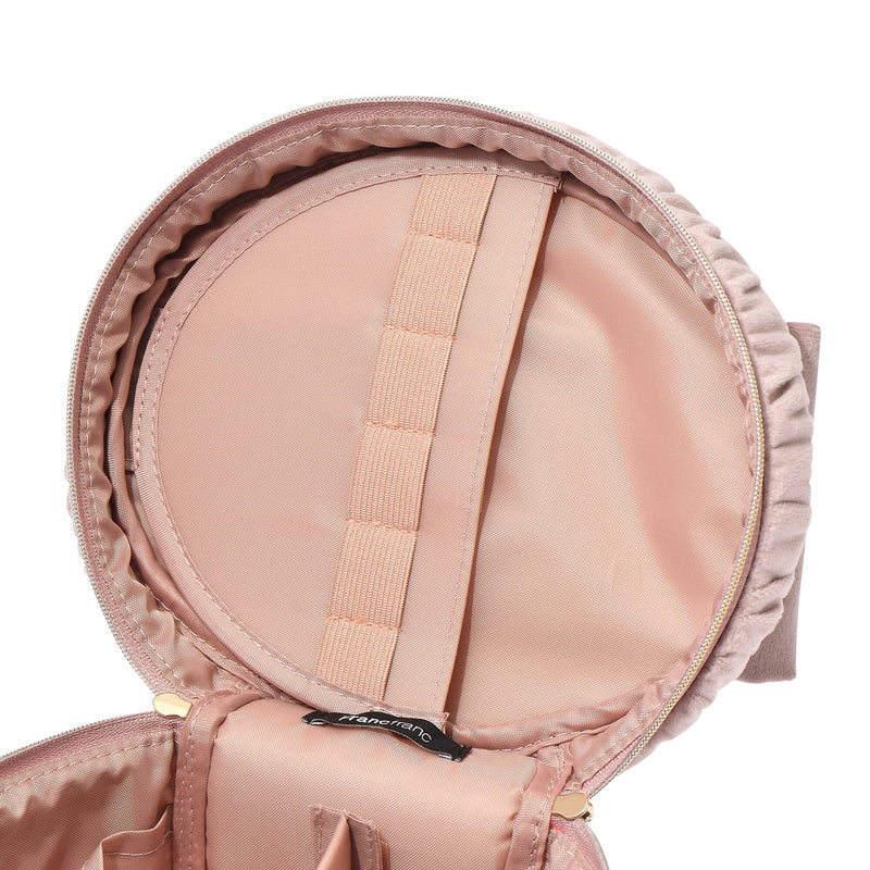 Velour Ribbon Vanity Pouch Small Pink