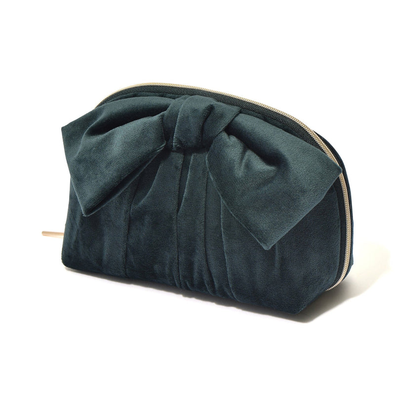 Velour Ribbon Pouch Small Green