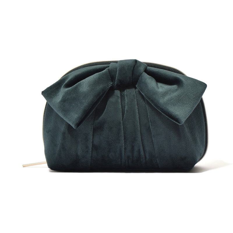 Velour Ribbon Pouch Small Green