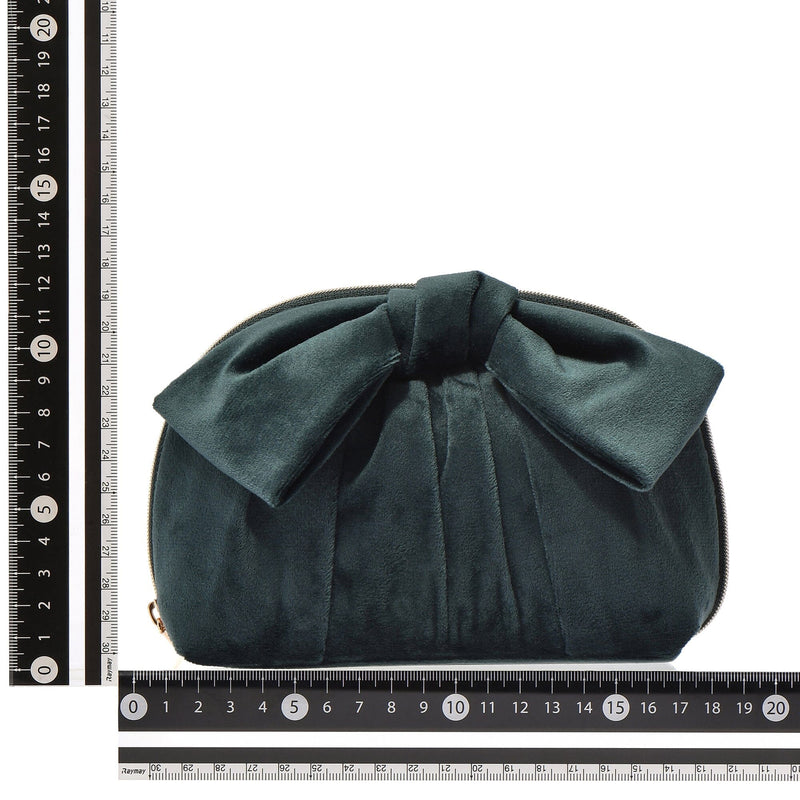 Velour Ribbon Pouch Small Green