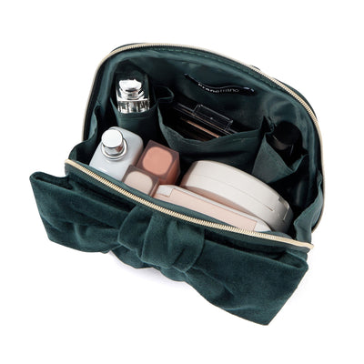 Velour Ribbon Pouch Small Green