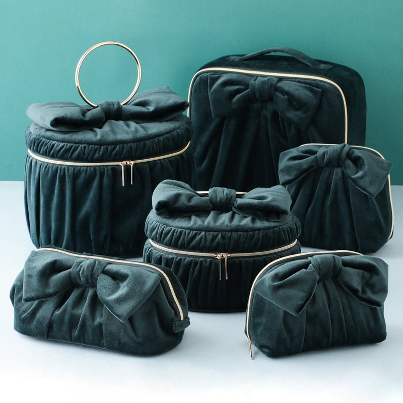 Velour Ribbon Wire Pouch Green