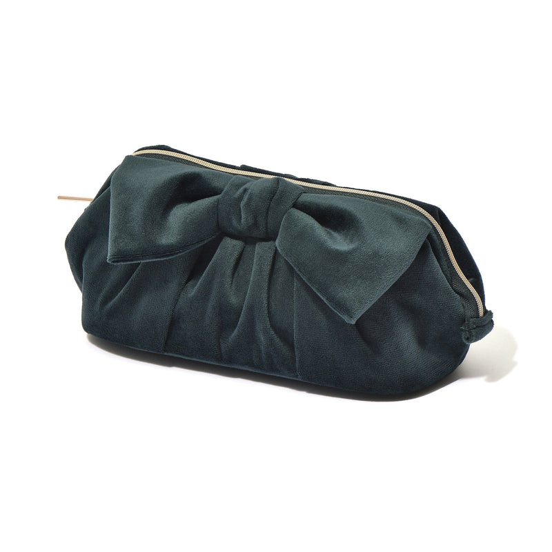 Velour Ribbon Wire Pouch Green
