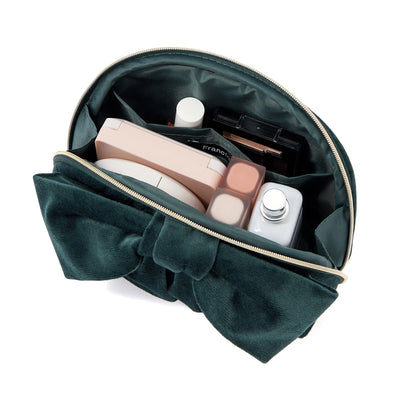 Velour Ribbon Stand Pouch Green