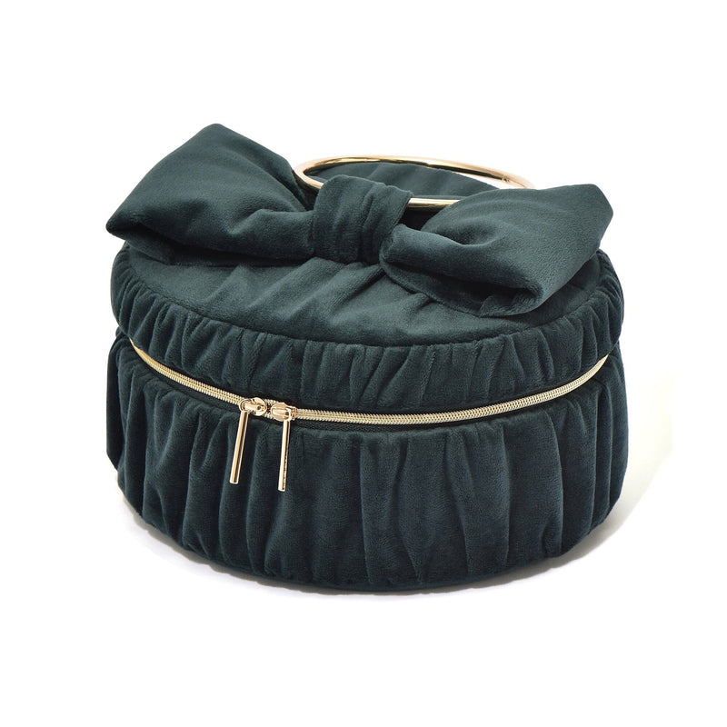 Velour Ribbon Vanity Pouch Small Green