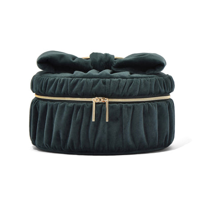 Velour Ribbon Vanity Pouch Small Green