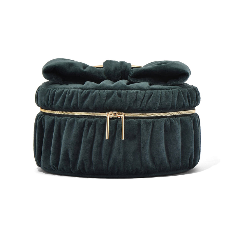 Velour Ribbon Vanity Pouch Small Green