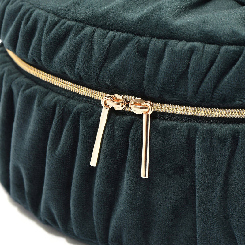 Velour Ribbon Vanity Pouch Small Green