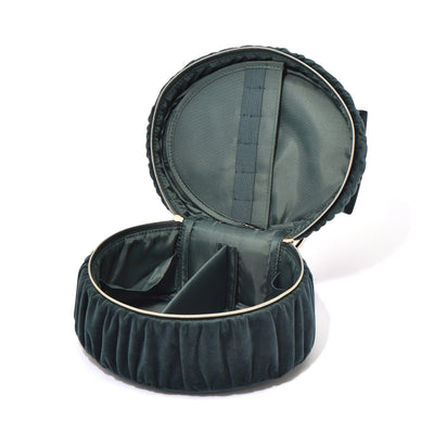 Velour Ribbon Vanity Pouch Small Green