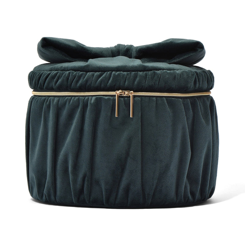 Velour Ribbon Vanity Pouch Large Green