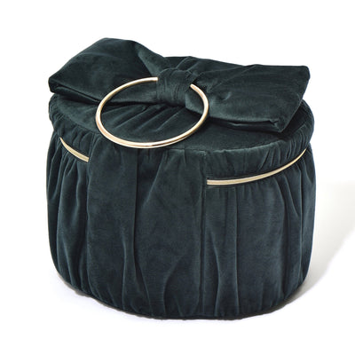 Velour Ribbon Vanity Pouch Large Green